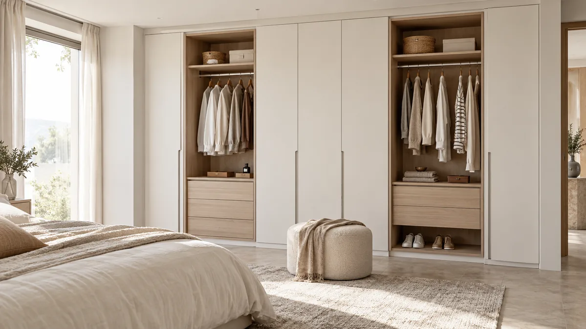 Closet claro com organização interna